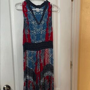 Bila Red and Blue Patterned Maxi Dress